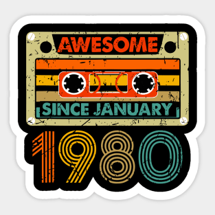 Awesome Since January 1980 44 Years Old 44th Birthday Sticker